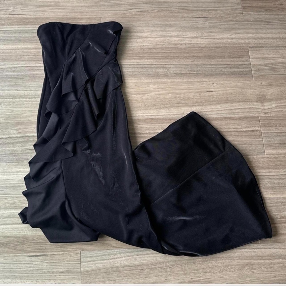 NWT Jay Godfrey Black Steele Shimmer Crepe Strapless Gown Size 6 - Picture 8 of 15